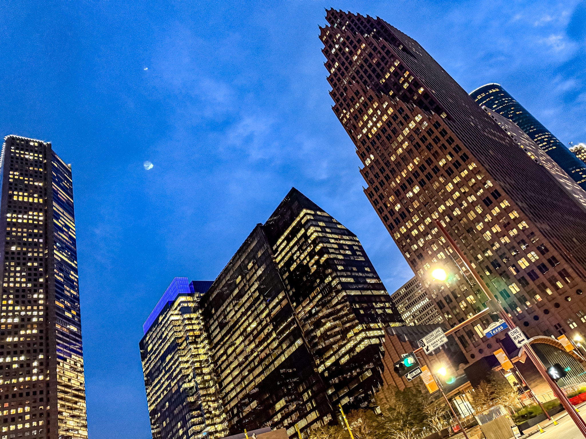 City skyline at dusk with buildings